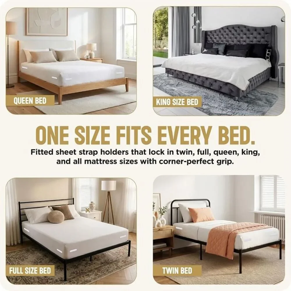 Fitted Sheet Holder for Corners, Upgraded Locking Bed Sheet Fastener System